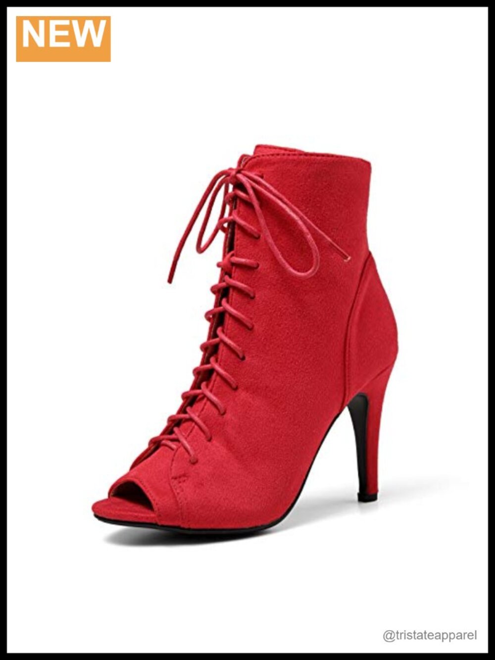 Women Platform Open Toe Lace Up High Heel Ankle Boots Suede Booties